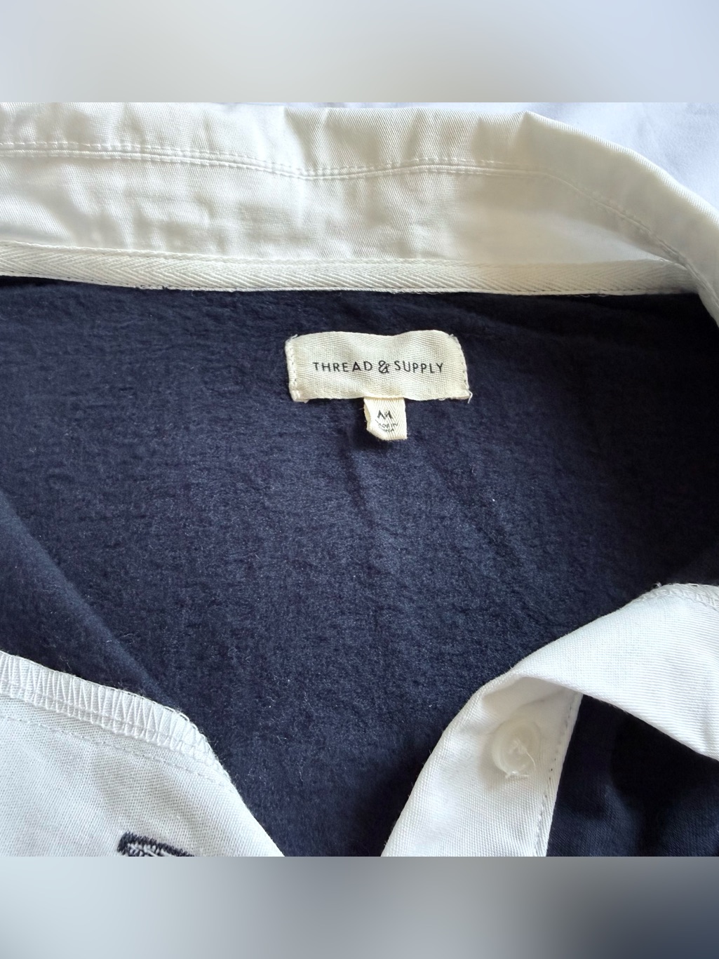 Like New: Thread & Supply Navy With White Contrast Collar Rugby Polo — image 3 of 8